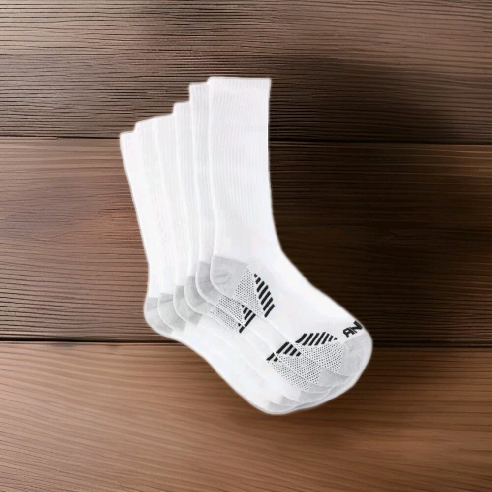 AND1 Men's Pro Platinum Performance Crew Socks, 6-Pack, Shoe Sizes 6-12.5, White